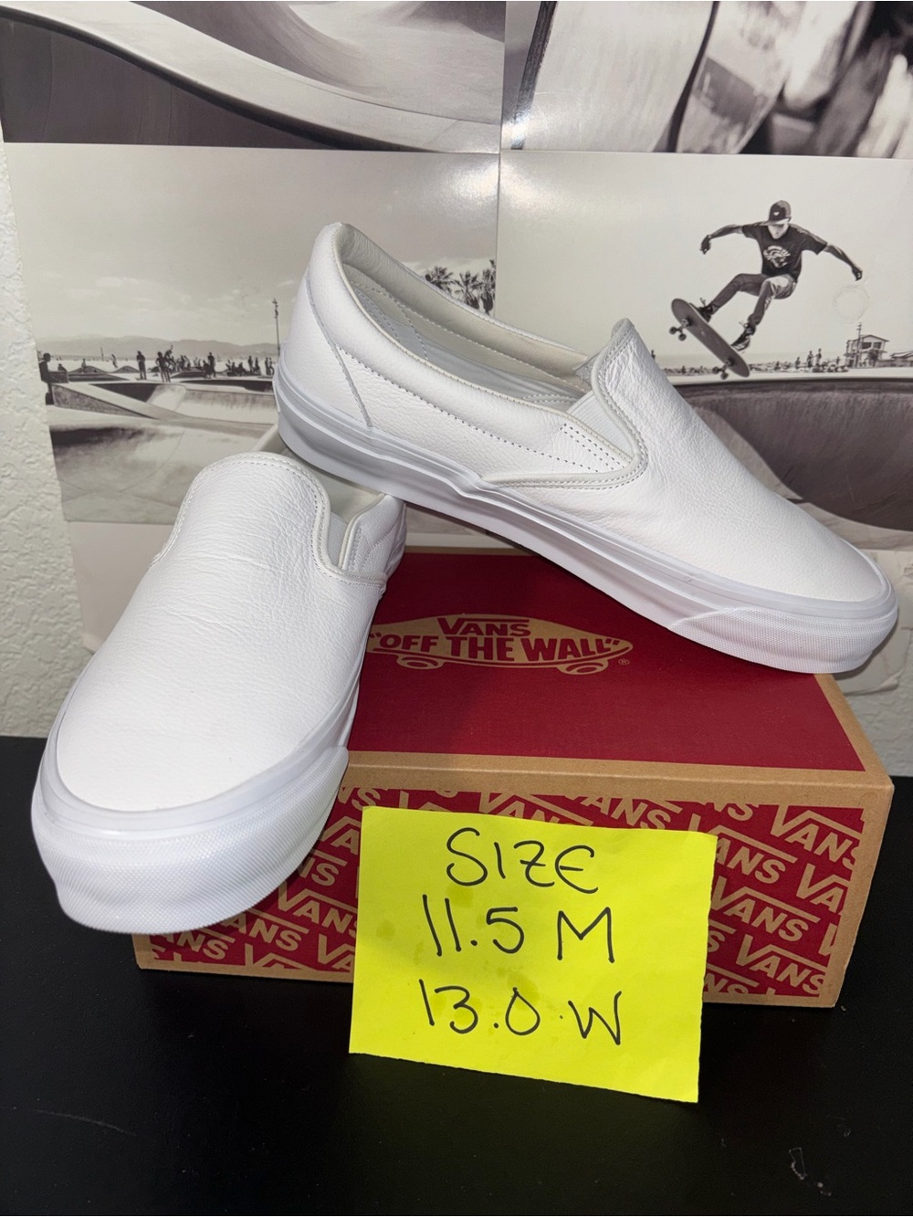 Vans Classic Slip On Leather sz 11.5 Men’s 13.0 Woman